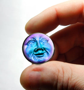 Iridescent Purple Blue Moon Face Glass Cabochon - for Jewelry and Pendant Making