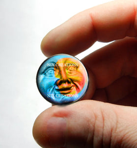 Duo Sun Moon Face Glass Cabochon - for Jewelry and Pendant Making