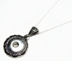 Snap Necklace - Snap On Art Deco Swirl Pendant with a 22 Inch Sterling Silver Necklace