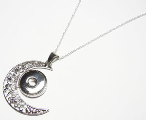 Snap Necklace - Snap On Tribal Moon Pendant with a 22 Inch Sterling Silver Necklace