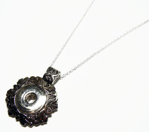 Snap Necklace - Snap On Wavy Scroll Pendant with a 22 Inch Sterling Silver Necklace