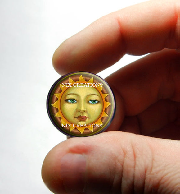 Sun Face Glass Cabochon - Design 2 - for Jewelry and Pendant Making
